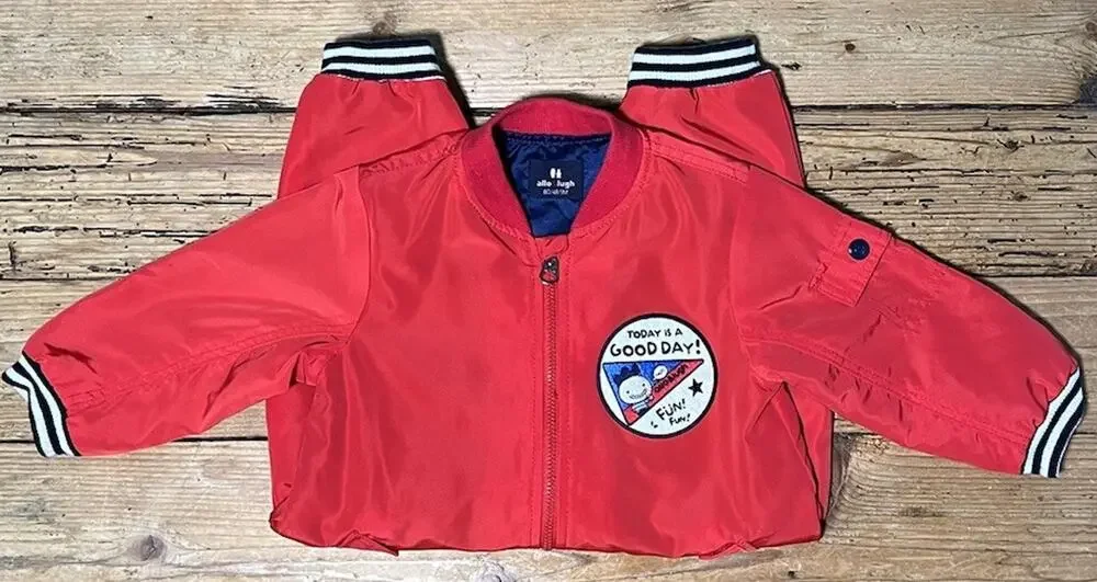 Allo& Lugh Today Is A Good Day Infant Red Jumpsuit Size 9M NWOT